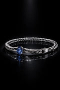 Handwoven Sterling Silver Foxtail Bracelet, Natural 1.49ct Sri Lankan Sapphire, One of a Kind