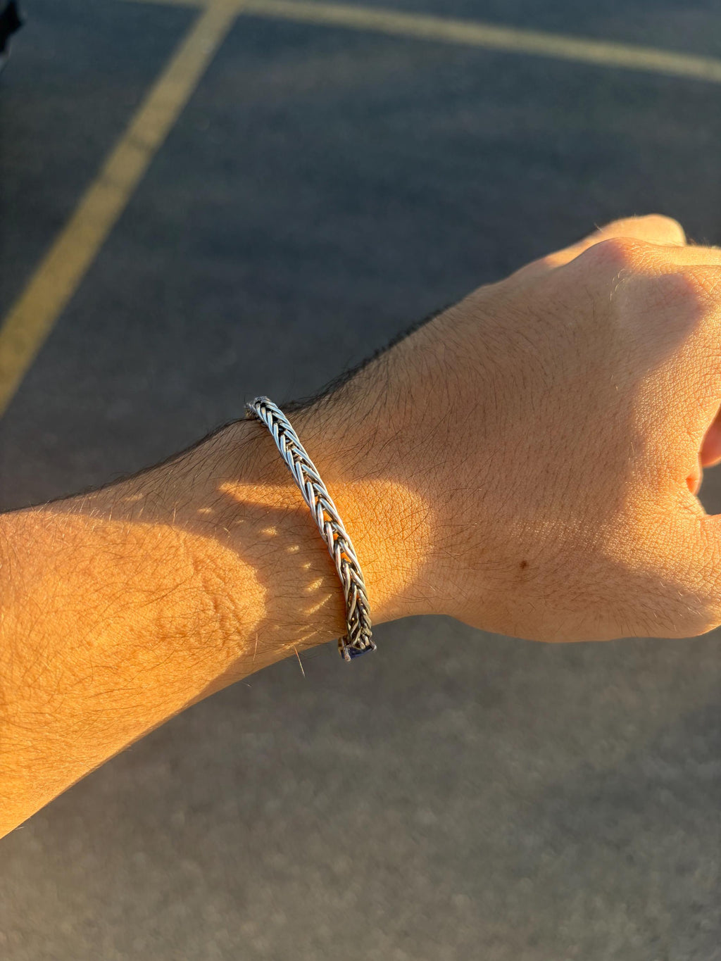 Handwoven Sterling Silver Foxtail Bracelet, Natural 1.49ct Sri Lankan Sapphire, One of a Kind