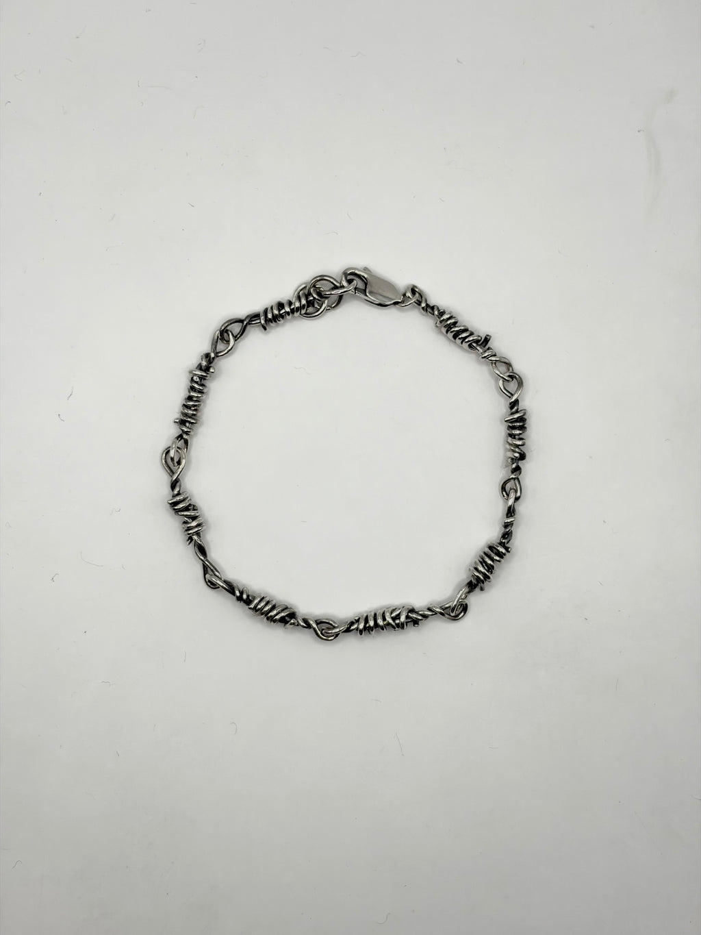 Handmade Barbed Wire Bracelet 18 gauge .925 Sterling Silver Wire, Version 1