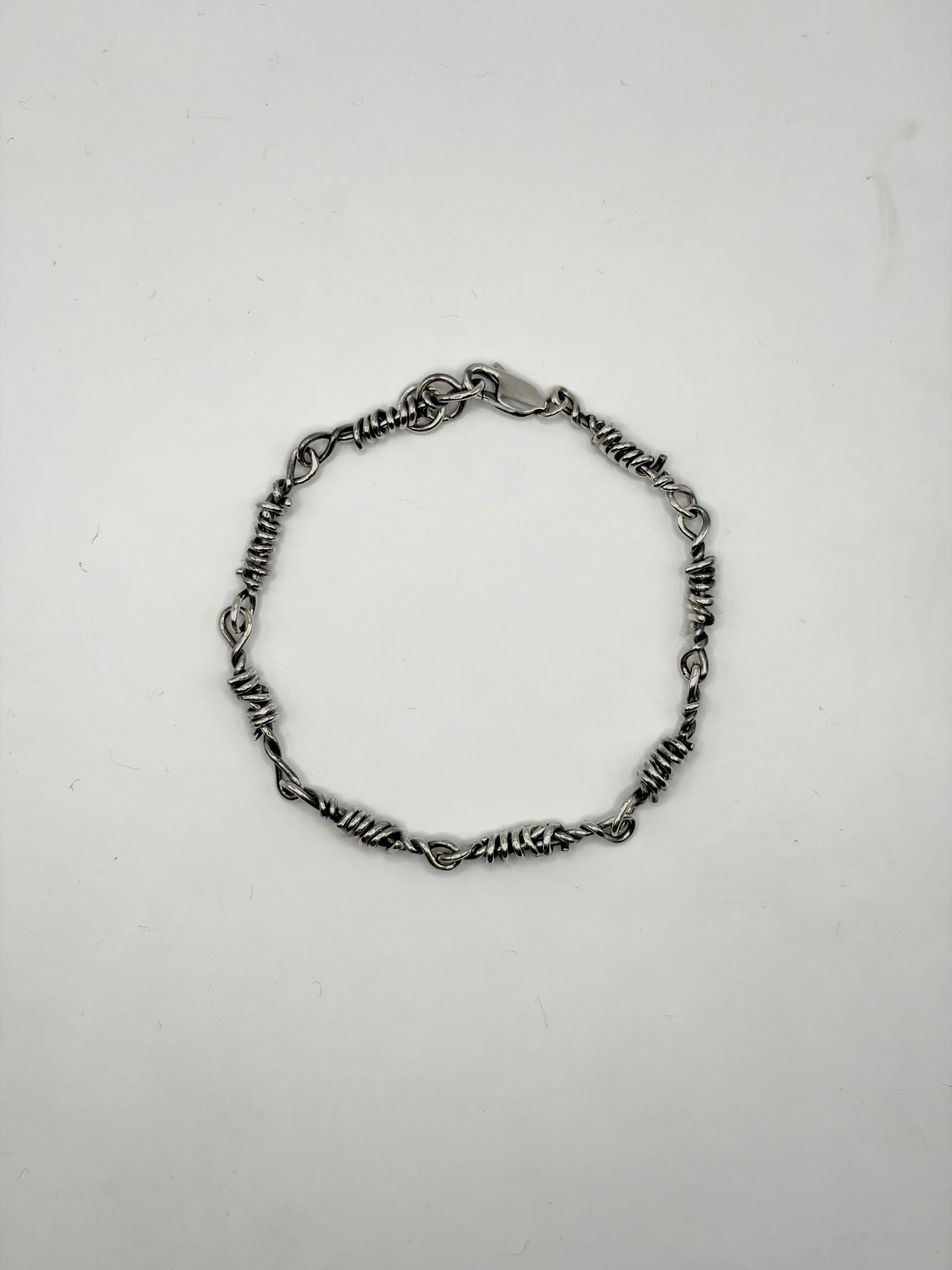 Handmade Barbed Wire Bracelet 18 gauge .925 Sterling Silver Wire, Version 1