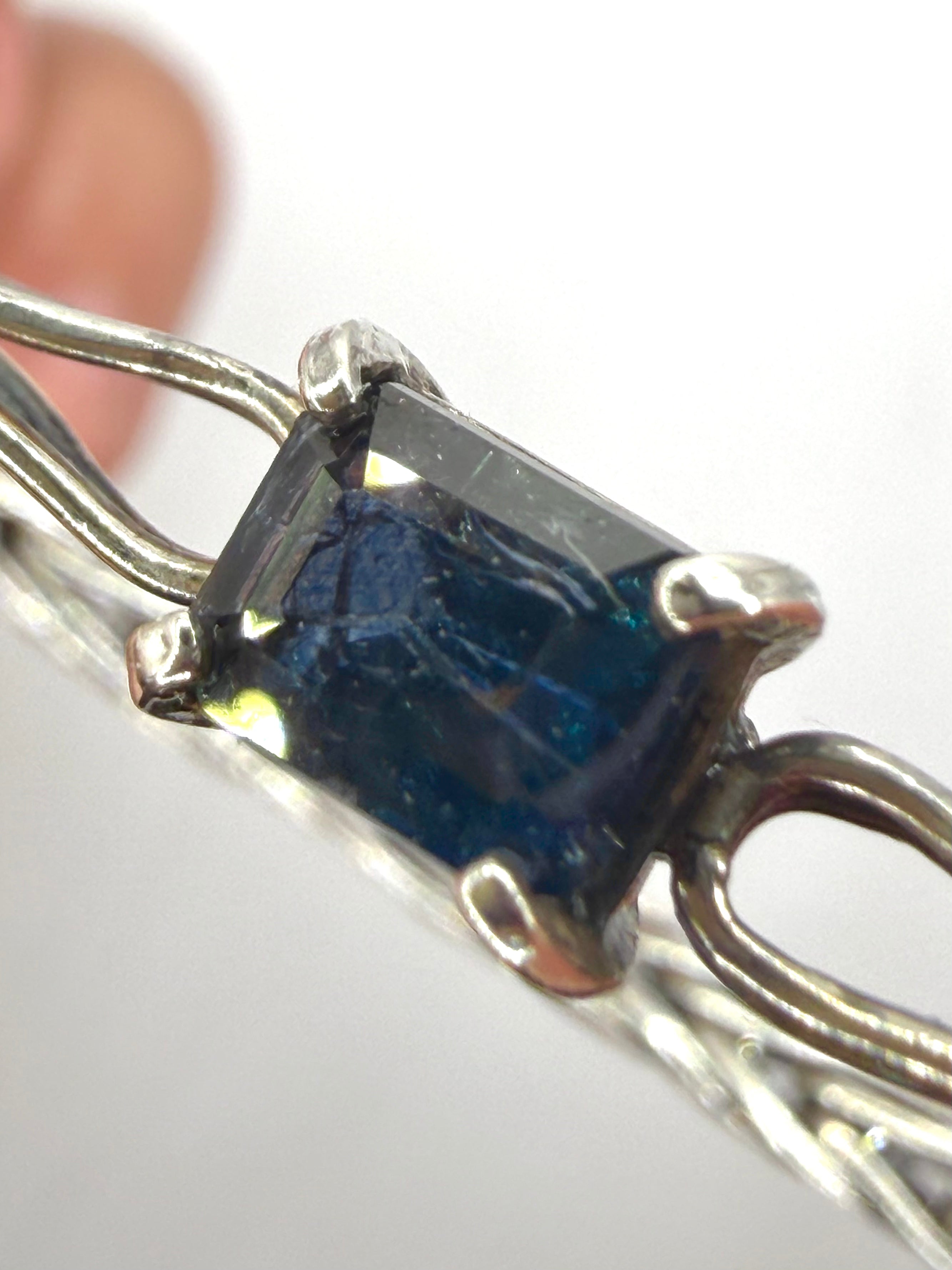 Handwoven Sterling Silver Foxtail Bracelet, Natural Sri Lankan Sapphire, One of a Kind