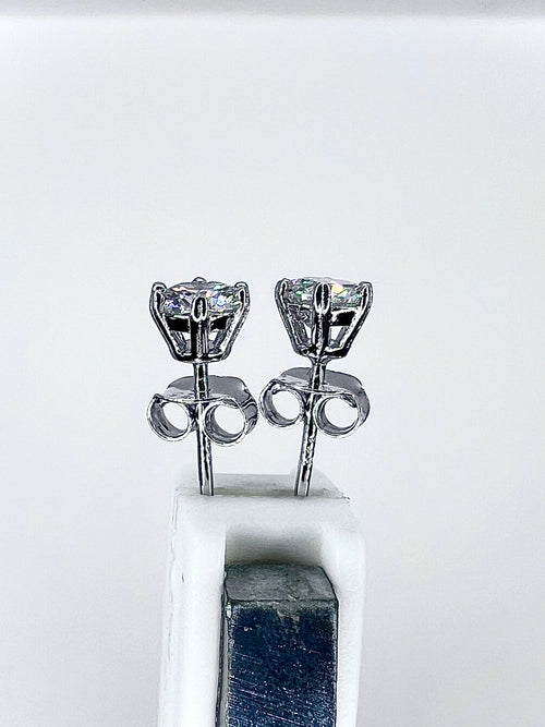 925 Sterling Silver Moissanite 0.5 Carat 6mm Round Push Back Earring