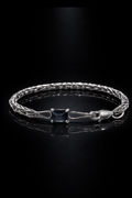 Handwoven Sterling Silver Foxtail Bracelet, Natural Sri Lankan Sapphire, One of a Kind