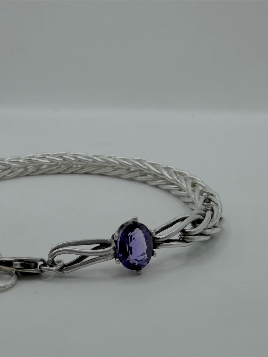 Natural Double Amethyst Foxtail Bracelet .925 Sterling Siver Bracelet